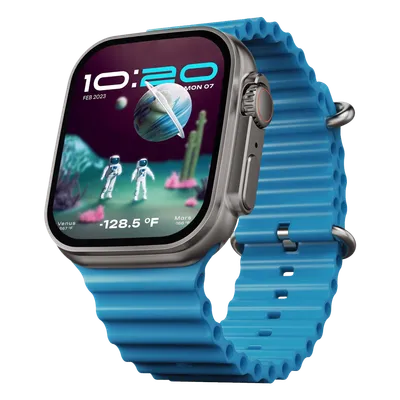 GOBOULT Crown Bluetooth Calling Android OS Smartwatch (Blue Strap)