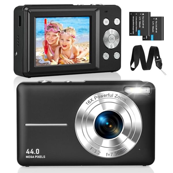 Digital Camera FHD 1080P 44MP Compact Camera 16X Digital Zoom
