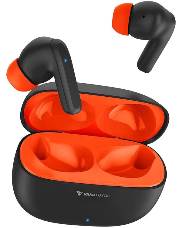 Vaku Luxos ® SONAIR TWS Bluetooth 5.4 Earbuds - Black/Orange