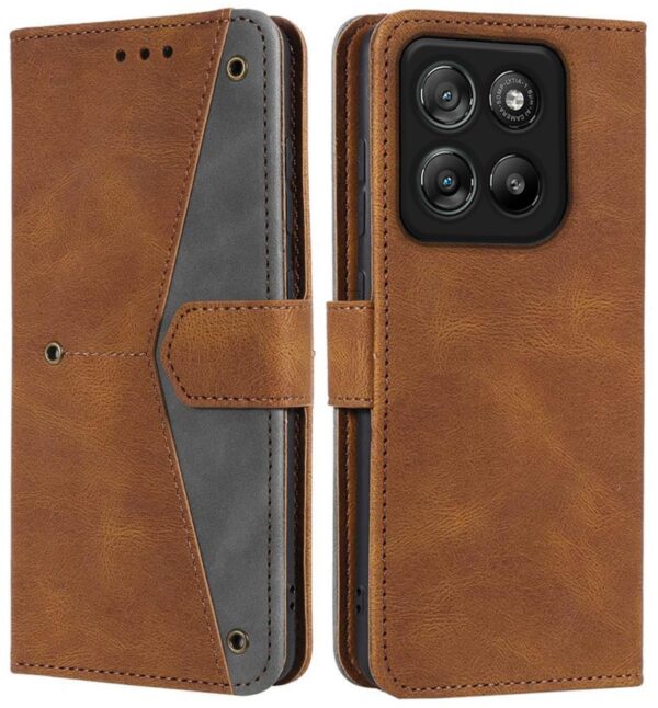 Smart Magnetic Closer Flip Cover Compatible with Motorola Moto Edge 70 Fusion 5G (Brown)